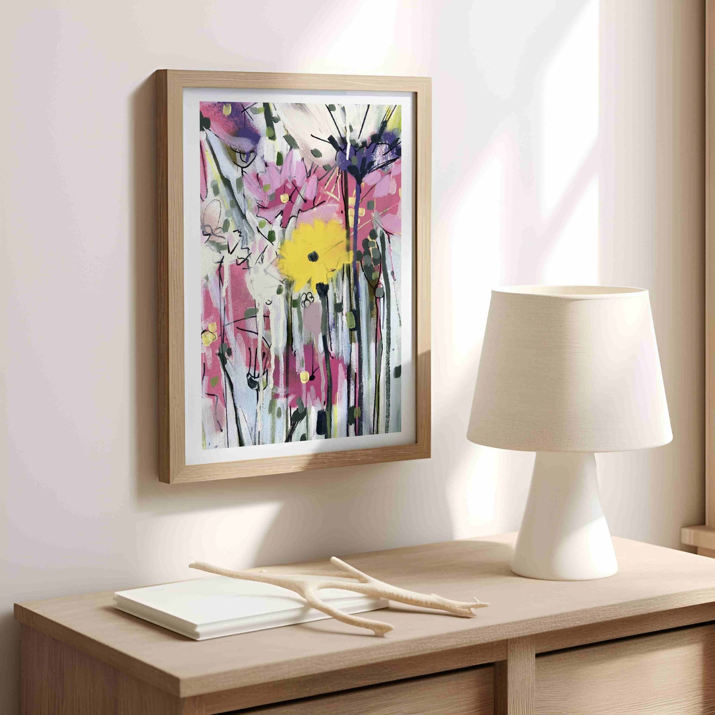 Buttercups and pink flowers